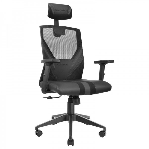 Chaise Gaming Mars Gaming MGC-ERGO - Ergonomie Totale - Support Lombaire et Cervical Ajustable - Base Renforcée - Maille Respirante - Inclinaison 90-160° - Couleur Noir