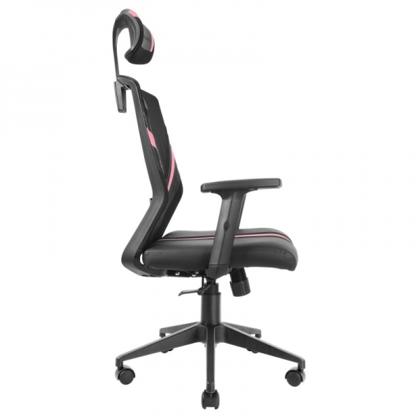 Chaise Gaming Mars Gaming MGC-ERGO - Ergonomie Totale - Support Lombaire et Cervical Ajustable - Inclinaison 90-160° - Base Renforcée - Respirant - Noir/Rose - Coloris Noir