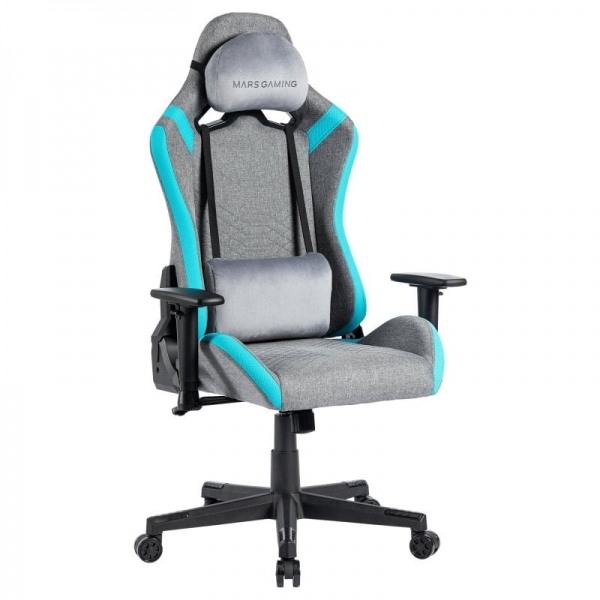 Chaise Gaming Mars Gaming MGC-PRO - Tissu Respirant - Coussins Doux au Toucher - Accoudoirs 2D - Dossier Inclinable - Supporte 150 kg - Base en Acier - Coloris Gris