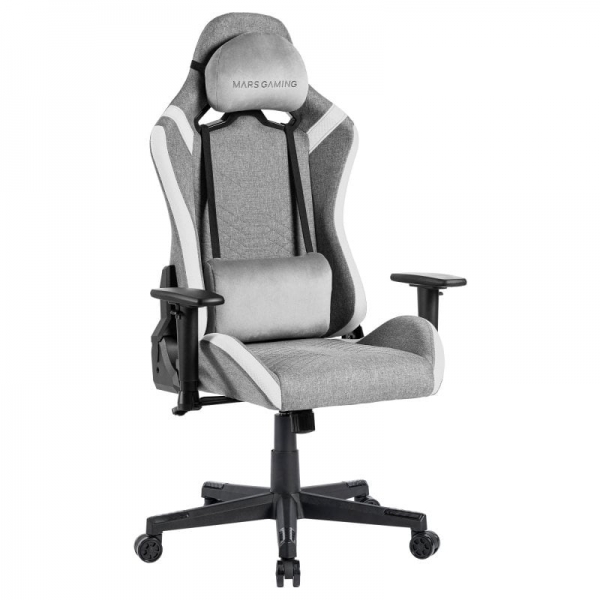 Chaise Gaming Mars Gaming MGC-PRO - Tissu Respirant - Coussins Doux au Toucher - Accoudoirs 2D - Dossier Inclinable - Structure Résistante - Couleur Gris