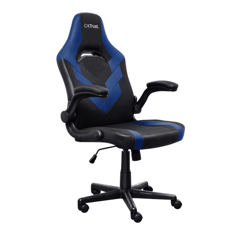 Chaise Gaming Trust GXT 703B Riye - Accoudoirs - Roues en Nylon - Piston à Gaz Classe 4 - Base en Métal - Poids Max. 140Kg - Couleur Noir/Bleu