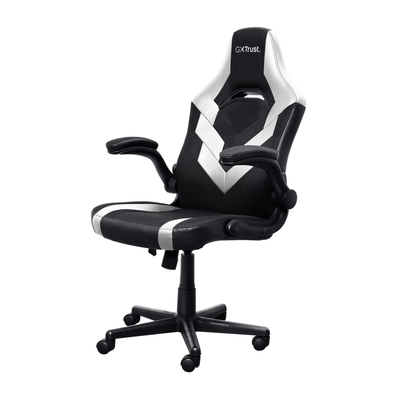 Chaise Gaming Trust GXT 703W Riye - Accoudoirs - Roues en Nylon - Piston à Gaz Classe 4 - Base en Métal - Poids Max. 140Kg - Couleur Noir/Blanc