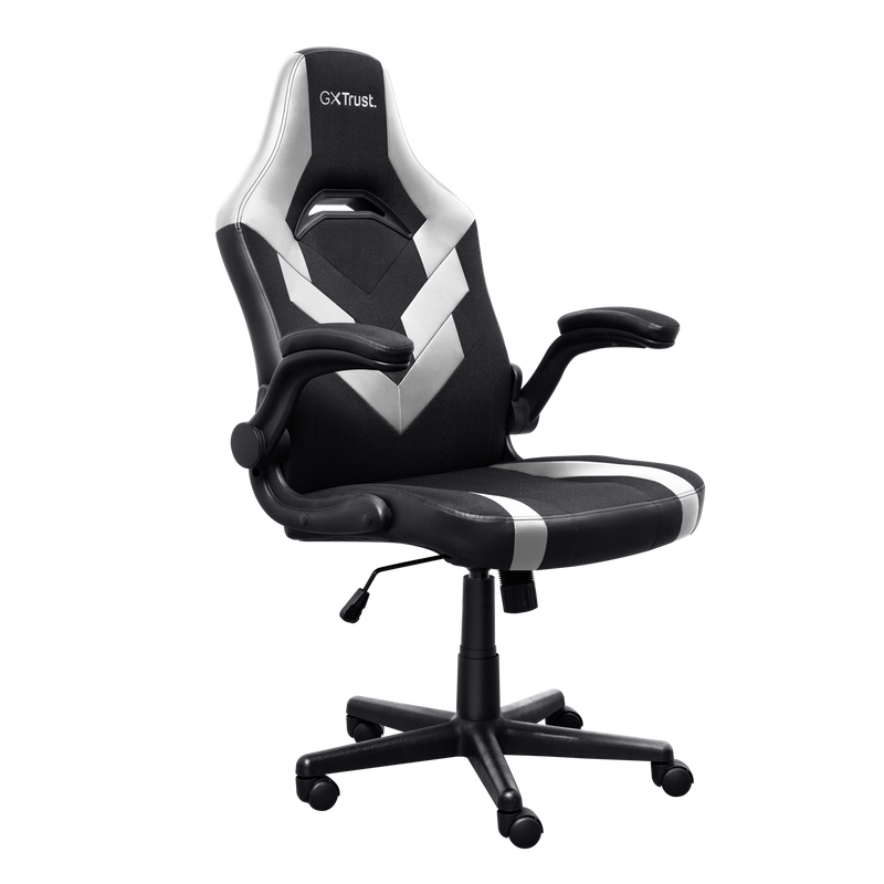 Chaise Gaming Trust GXT 703W Riye - Accoudoirs - Roues en Nylon - Piston à Gaz Classe 4 - Base en Métal - Poids Max. 140Kg - Couleur Noir/Blanc