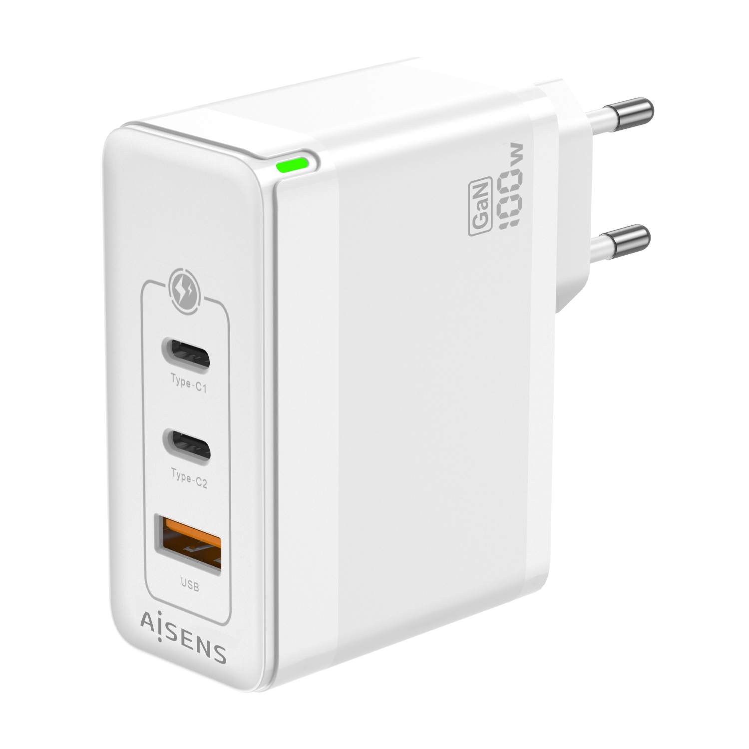 Chargeur Aisens GAN 100W - 2xUSB-C PD3.0 QC4.0 QC5.0 - 1xUSB-A QC3.0 - Blanc