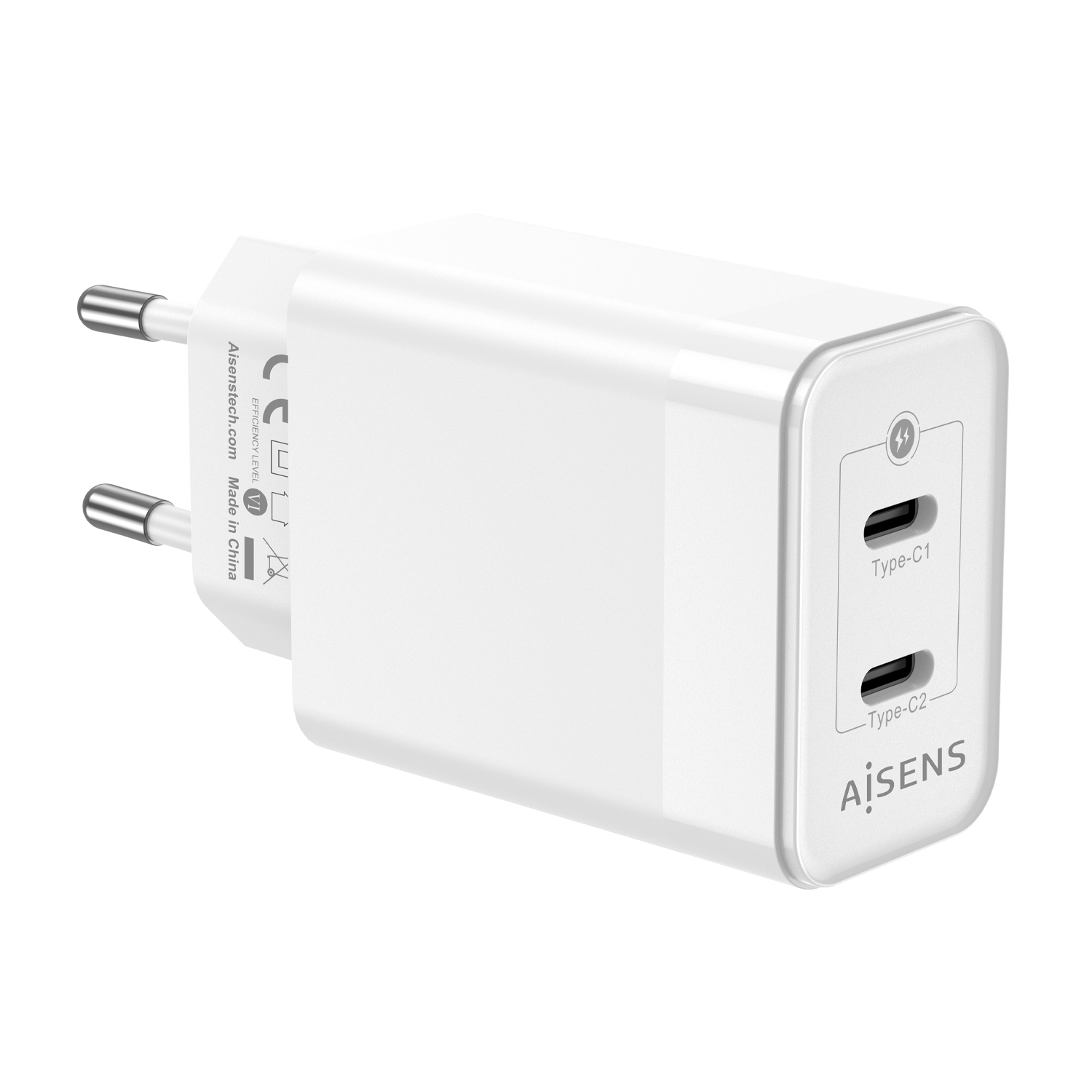 Chargeur Aisens GAN 45W - 2xUSB-C PD3.0 QC4.0 - Blanc