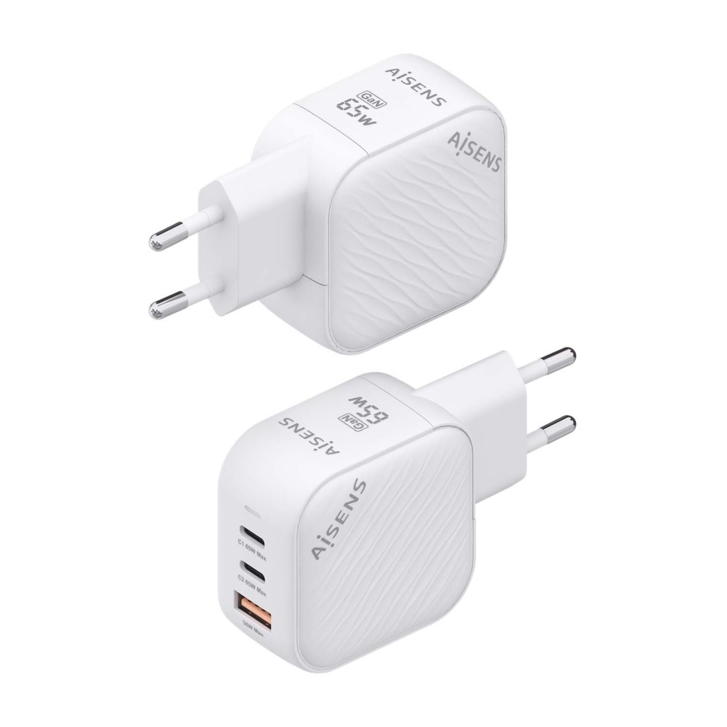 Chargeur Aisens GAN 65W - 2xUSB-C PD3.0 QC4.0 - 1xUSB-A QC3.0