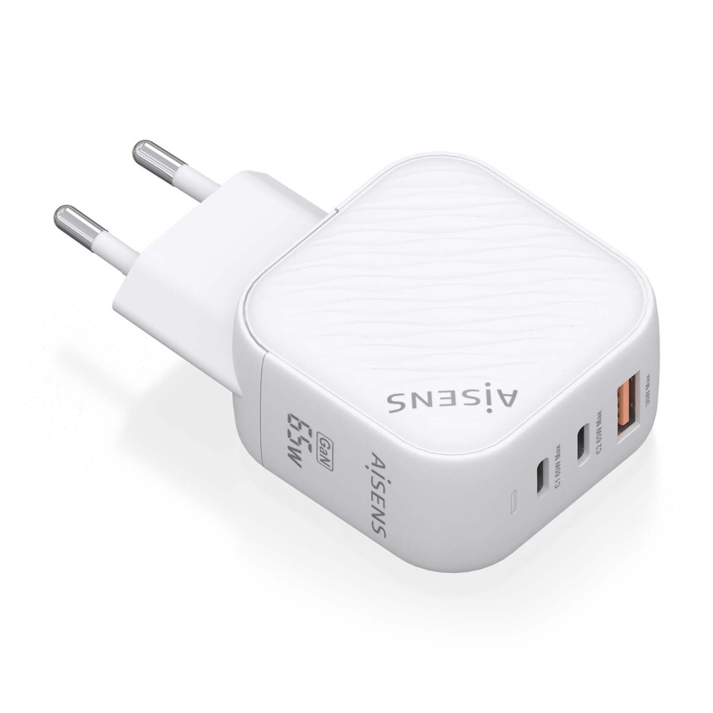 Chargeur Aisens GAN 65W - 2xUSB-C PD3.0 QC4.0 - 1xUSB-A QC3.0