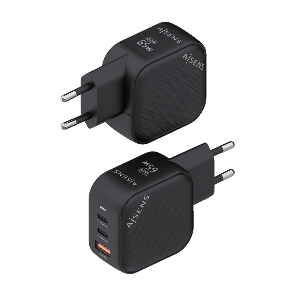 Chargeur Aisens GAN 65W - 2xUSB-C PD3.0 QC4.0 - 1xUSB-A QC3.0