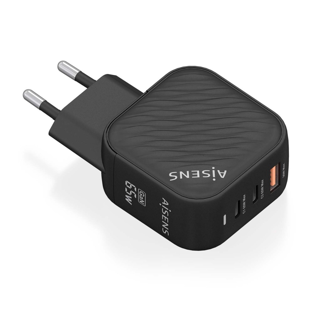 Chargeur Aisens GAN 65W - 2xUSB-C PD3.0 QC4.0 - 1xUSB-A QC3.0