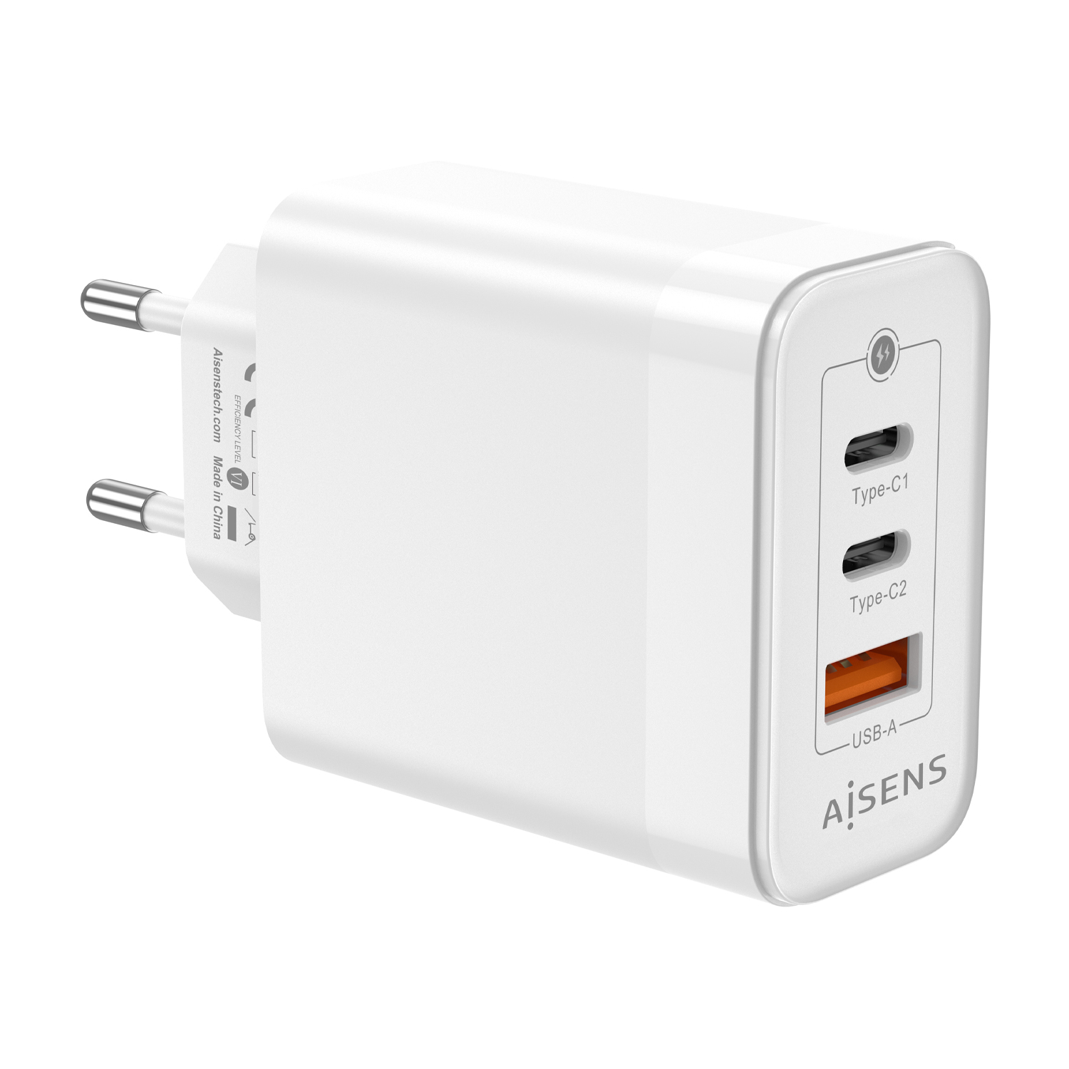 Chargeur Aisens GAN 65W - 2xUSB-C PD3.0 QC4.0 - 1xUSB-A QC3.0 - Blanc