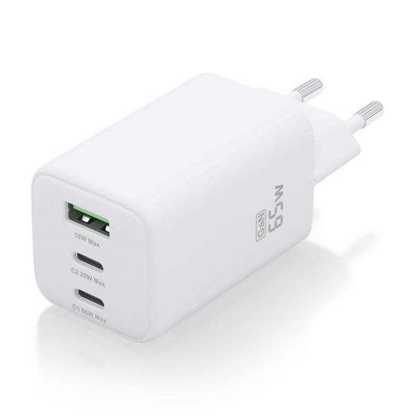 Chargeur Aisens Gan USB-C 65W - Haute efficacité énergétique - Technologie AI - Chargement rapide et sûr - 3 ports USB - Compatible avec plusieurs appareils