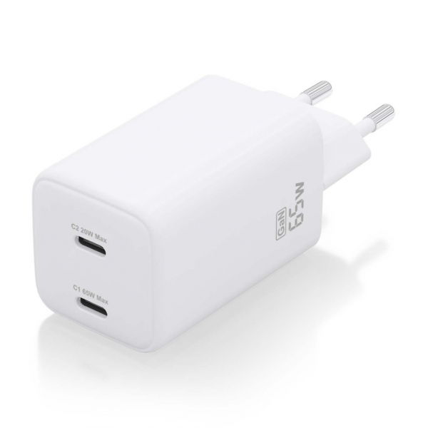 Chargeur Aisens Gan USB-C 65W - Haute efficacité énergétique - Technologie AI - Protections multiples - Chargement rapide et sûr - Compatible avec PD3.0 et autres protocoles - 2 ports USB-C