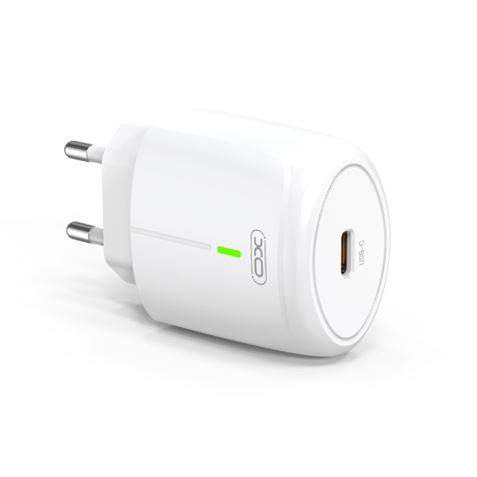 Chargeur de charge rapide XO 20W - Port Type C - Charge +50% en 30 minutes - Protection contre les surtensions - Couleur blanche