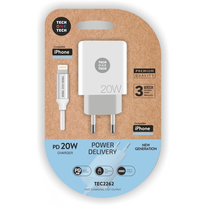 Chargeur rapide USB-C 20W + Cable de charge Type C vers Lightning