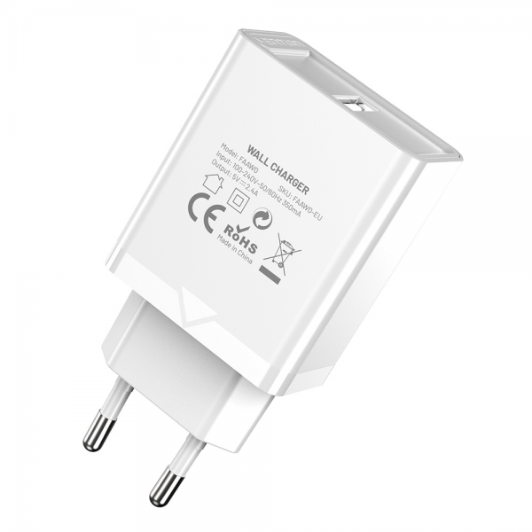 Chargeur mural USB-A Vention 2,4A 12W - Blanc