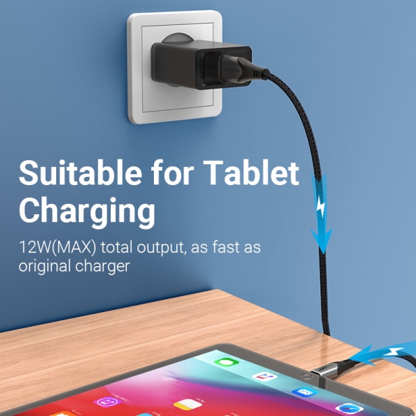 Chargeur mural USB-A Vention 2,4A 12W - Noir