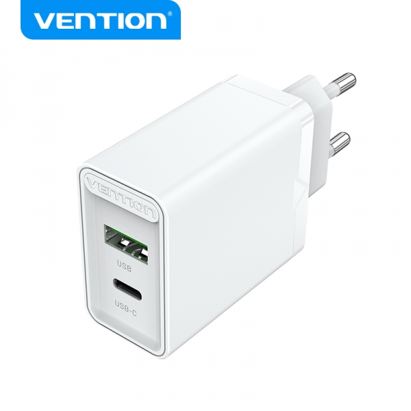 Chargeur mural USB Vention (C+A) 3.4A 20W PD3.0/QC4.0 FBBB0-EU - Charge rapide - Couleur Blanc