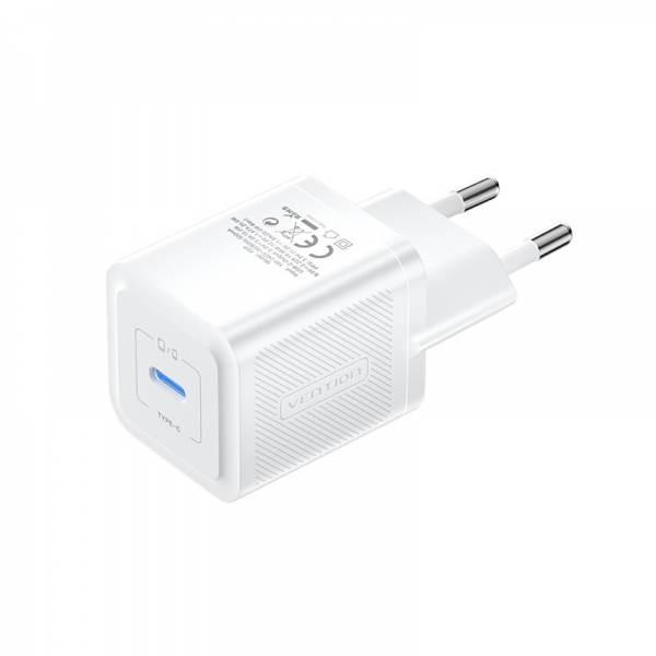 Chargeur Mural Vention GaN USB-C 20W - Chargement Rapide UE - Couleur Blanc