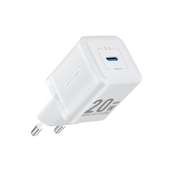 Chargeur Mural Vention GaN USB-C 20W - Chargement Rapide UE - Couleur Blanc