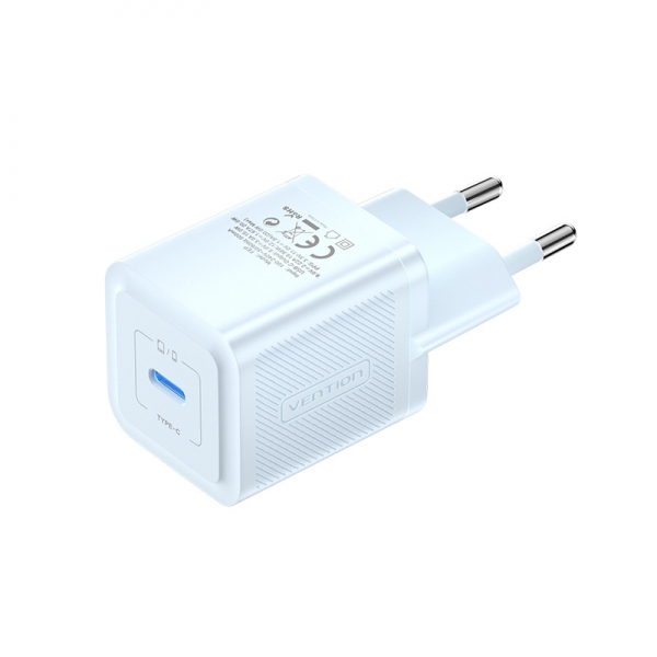 Chargeur mural Vention GaN USB-C - Chargement rapide UE - Couleur bleue