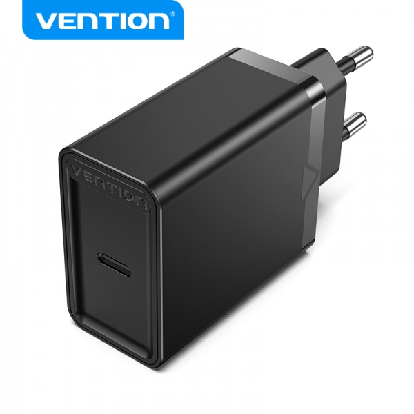 Chargeur Mural Vention USB-C 3A PD20W - Chargement Rapide - Couleur Noir