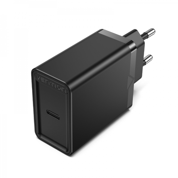 Chargeur Mural Vention USB-C 3A PD30W - Chargement Rapide - Couleur Noir