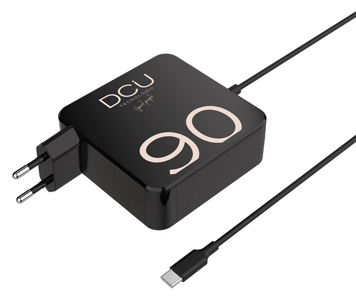 Chargeur USB-C DCU Tecnologic 90W - Charge Rapide et Efficace - Entrée Universelle et Câble Long - Couleur Noir