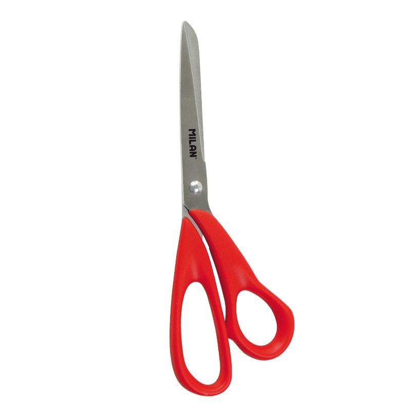 Milan Ciseaux - Lame Inox - Manche Plastique Rouge - 20cm - Rouge