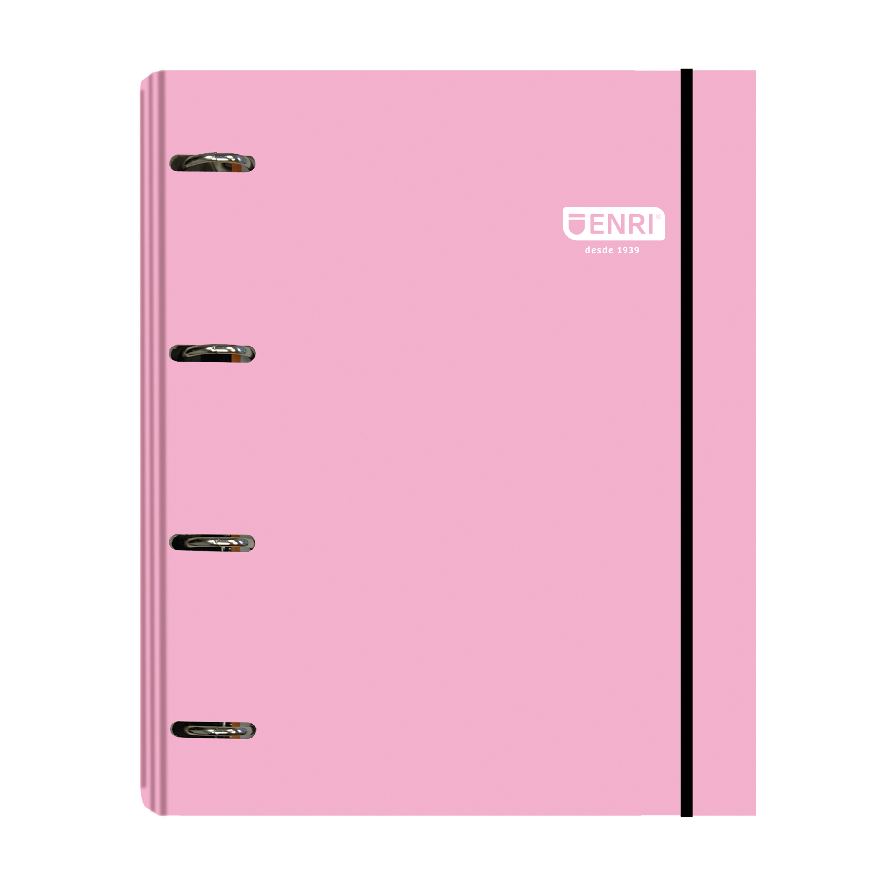 Classeur Enri A4 - Couverture Extra Rigide - 4 Anneaux - Rose