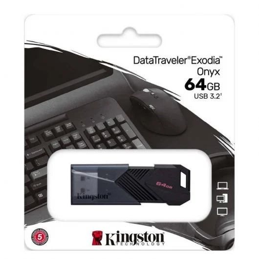 Clé USB Kingston DataTraveler Exodia Onyx 64 Go - USB 3.2 Gen 1 - Porte-clés - Couleur noire (Pendrive)