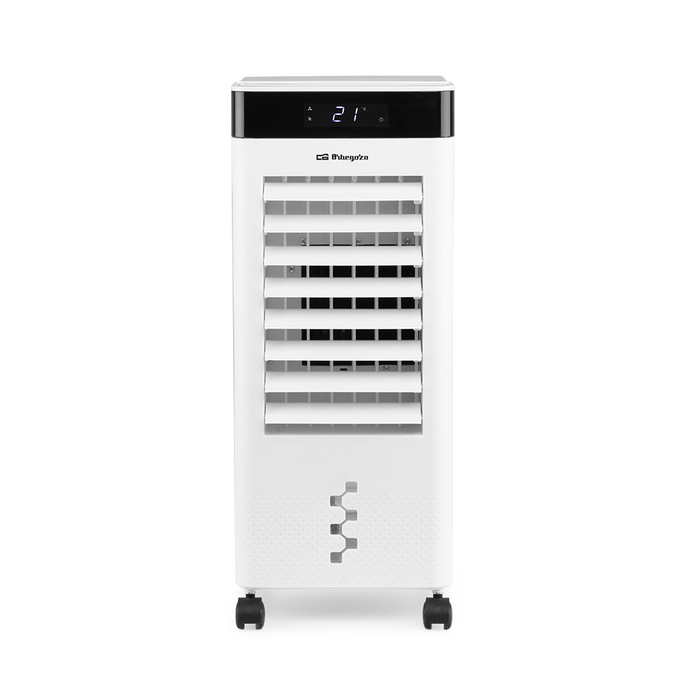 Climatiseur 3-en-1 Orbegozo AIR 37 Purifie, Humidifie et Rafraîchit - Puissance 65W - Affichage Digital - Minuterie 12h - Réservoir 6L - 3 Vitesses - Lattes Oscillantes - Roues Pivotantes - Silencieux et Facile à Utiliser