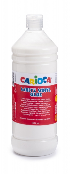 Colle Blanche Carioca 1L - Couvercle avec Distributeur - Convient pour Papier et Carton - Séchage Transparent - Couleur Blanc