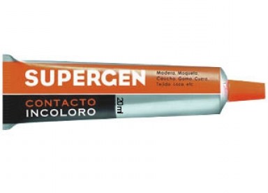 Colle Contact Supergen Incolore 20 ml - Séchage rapide - Ne contient pas de toluène - Résistance au vieillissement et aux rayons UV