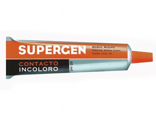 Colle Contact Supergen Incolore 40 ml - Séchage rapide - Ne contient pas de toluène - Résistance au vieillissement et aux rayons UV