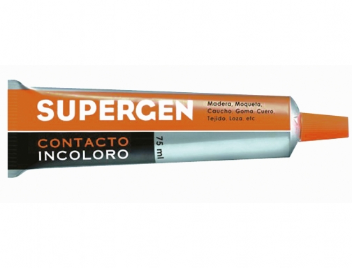 Colle Contact Supergen Incolore 75 ml - Séchage rapide - Ne contient pas de toluène - Résistance au vieillissement et aux rayons UV