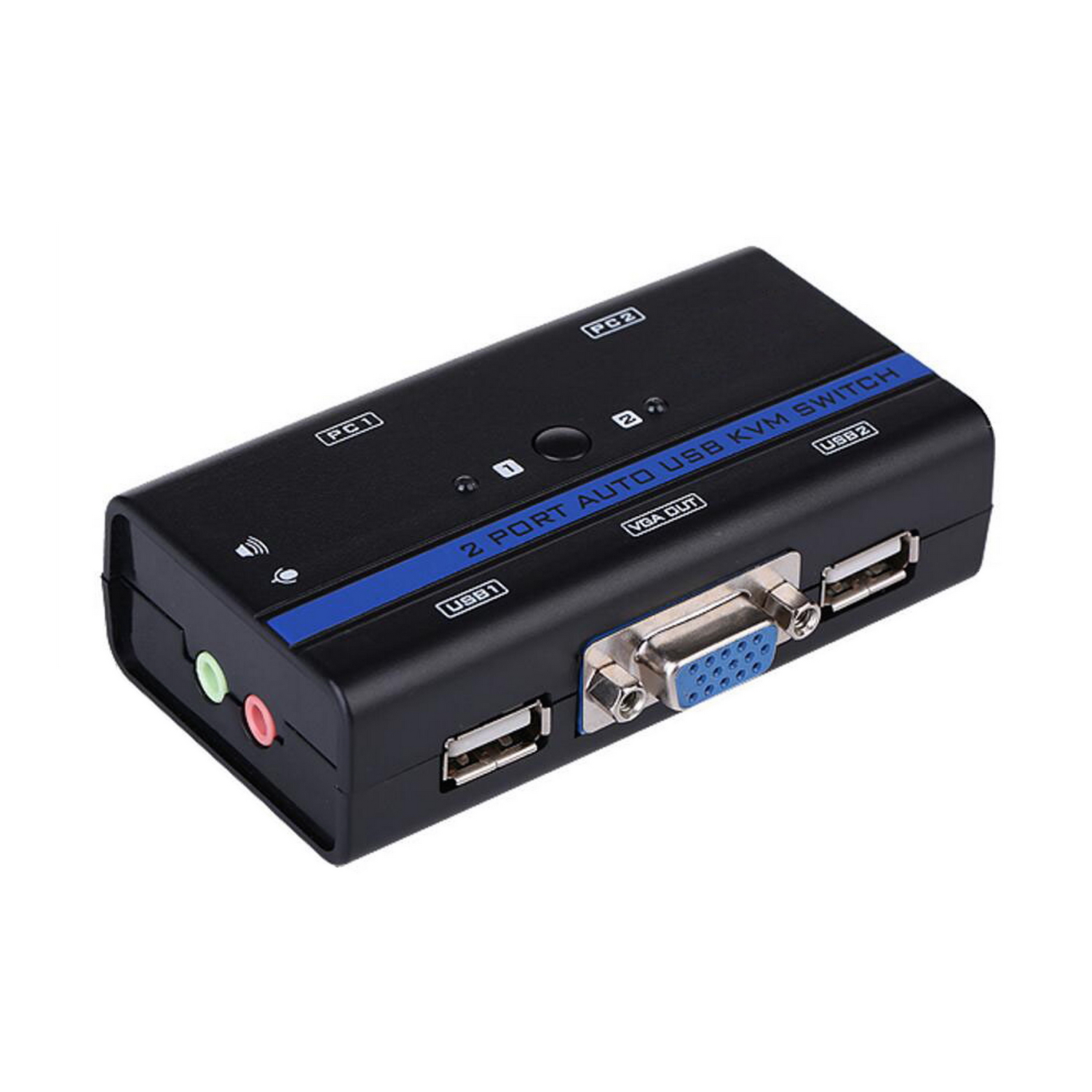 Commutateur KVM USB VGA Aisens 1U-2PC + câble - couleur noire