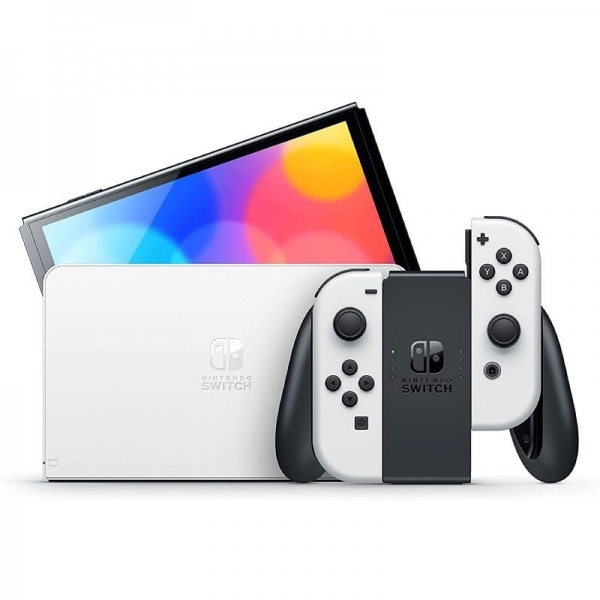 Console Nintendo Nintendo Switch Oled - Comprend une base et 2 contrôleurs Joy-Con - Couleur blanche