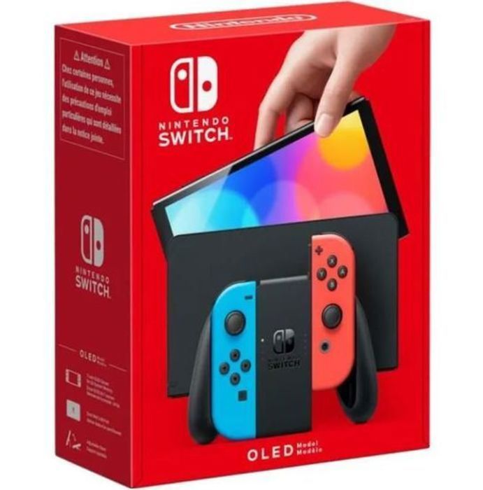 Console Nintendo Switch - Modele OLED  Bleu Néon & Rouge Néon