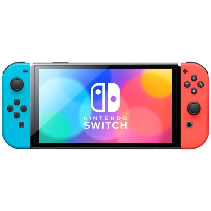 Console Nintendo Switch - Modele OLED  Bleu Néon & Rouge Néon