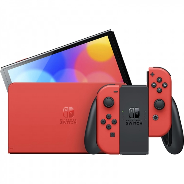 Console Nintendo Switch Oled Mario Red Edition - Comprend une base et 2 contrôleurs Joy-Con - Couleur rouge