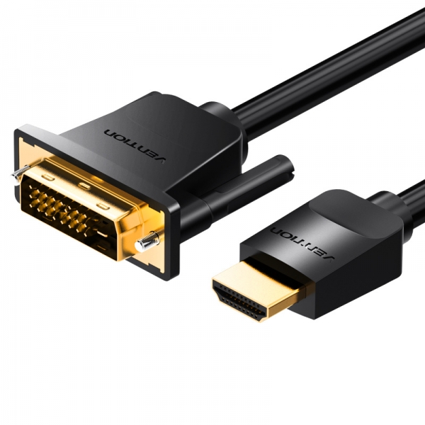 Convertisseur DVI Mâle vers HDMI Mâle Vention - 1m - Couleur Noir