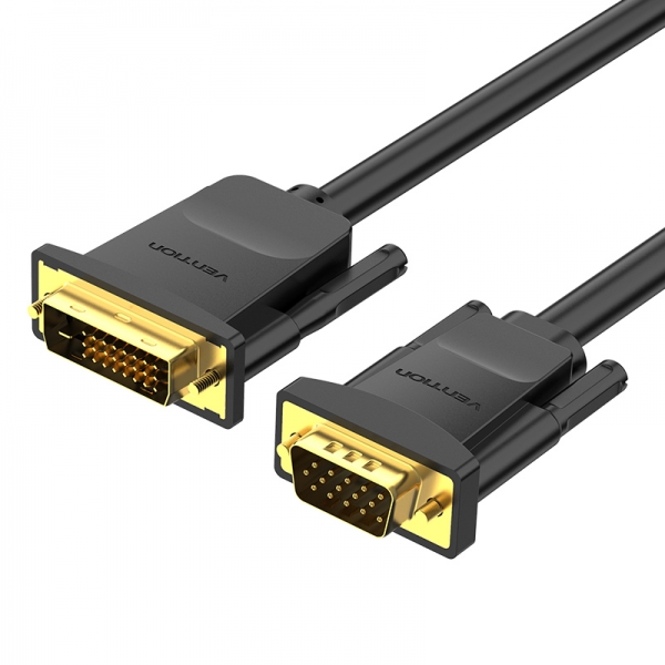 Convertisseur DVI mâle vers VGA mâle Vention - 1,5 m - Couleur noire