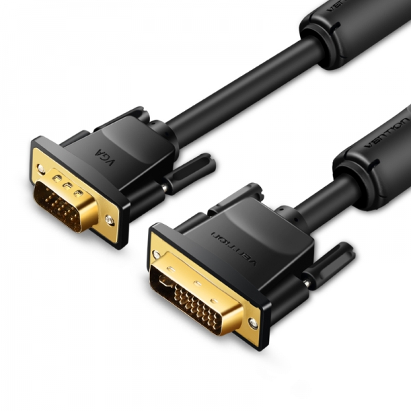 Convertisseur DVI mâle vers VGA mâle Vention - 1 m - Couleur noire