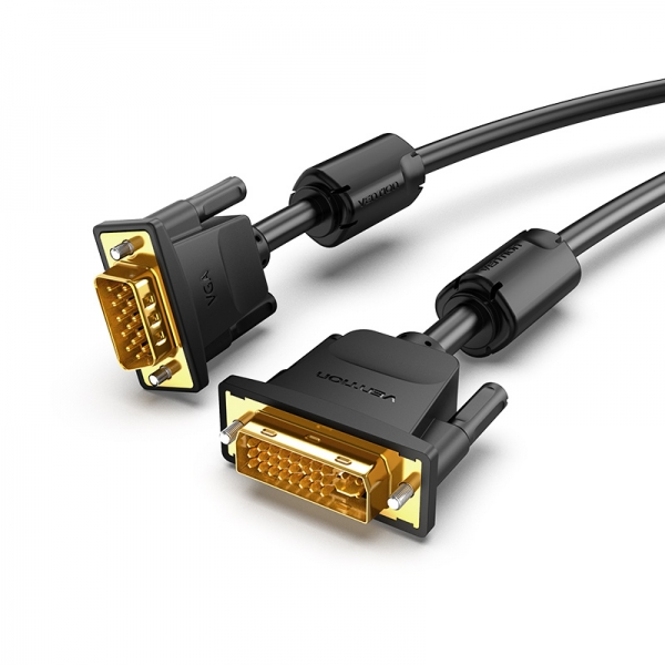 Convertisseur DVI mâle vers VGA mâle Vention - 1 m - Couleur noire