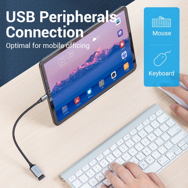 Convertisseur USB-C Mâle vers USB Femelle Vention - 0,15 m - Couleur Gris