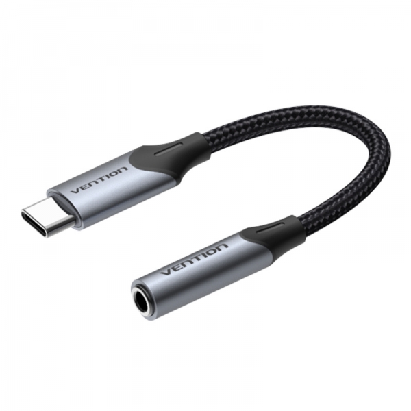 Convertisseur USB Type-C Mâle vers Jack 3.5 Femelle Vention - 0,10 m - Couleur Noir