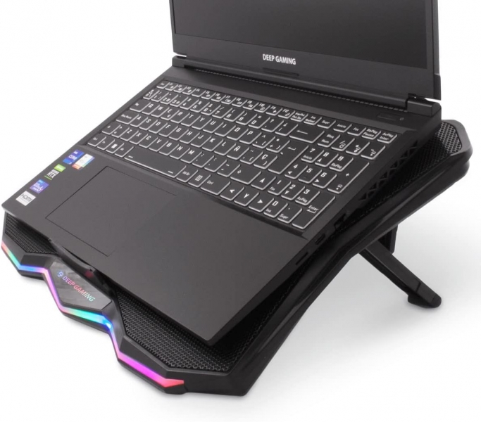 Coolbox DG NCP17-RBW Base de Refroidissement Portable - RGB - Compatible 17,3" - Design Ergonomique - Éclairage Personnalisable - Couleur Noir