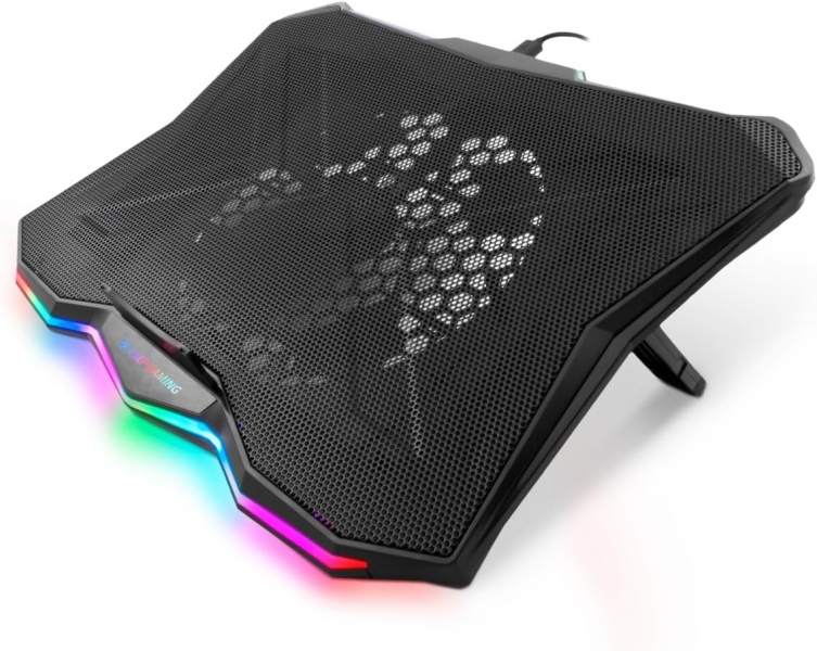 Coolbox DG NCP17-RBW Base de Refroidissement Portable - RGB - Compatible 17,3" - Design Ergonomique - Éclairage Personnalisable - Couleur Noir