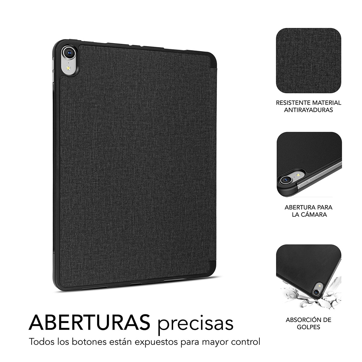 Coque Exclusive Subblim pour iPad 10ème Génération 10,9 Pouces - Shock Case - Bords Renforcés - Coque Arrière Rigide - Design Ultraléger - Fonction Support - Espace pour Apple Pencil - Fermeture Magnétique - Couleur Noir