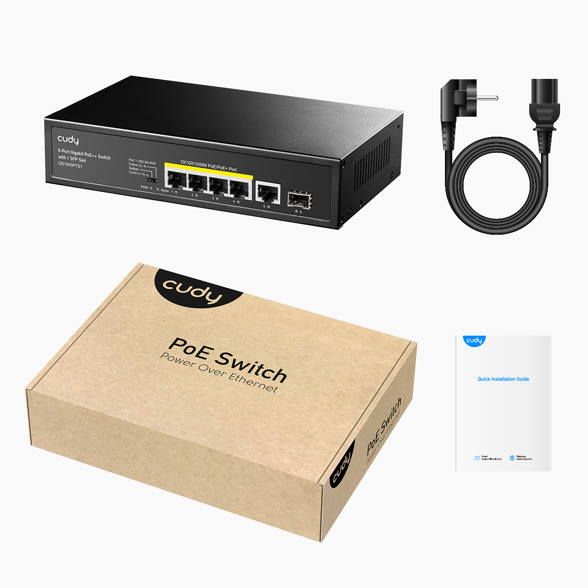 Cudy GS1005PTS1 Commutateur Gigabit PoE+ 5 ports avec 1 port SFP